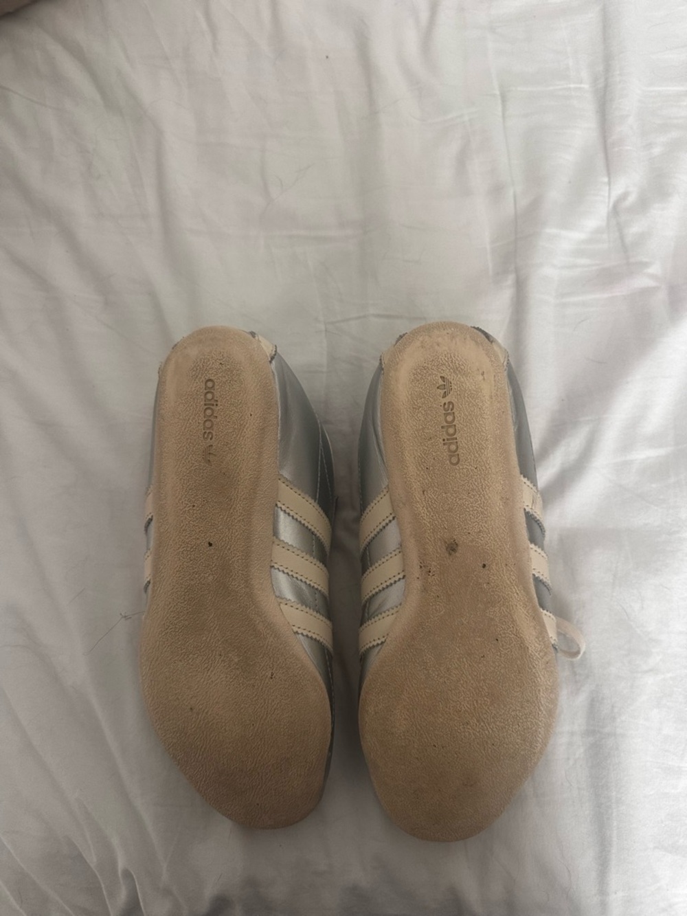 adidas Tokyo Women's Silver Metallic Sneakers with Cream Stripes - Picture 4 of 4